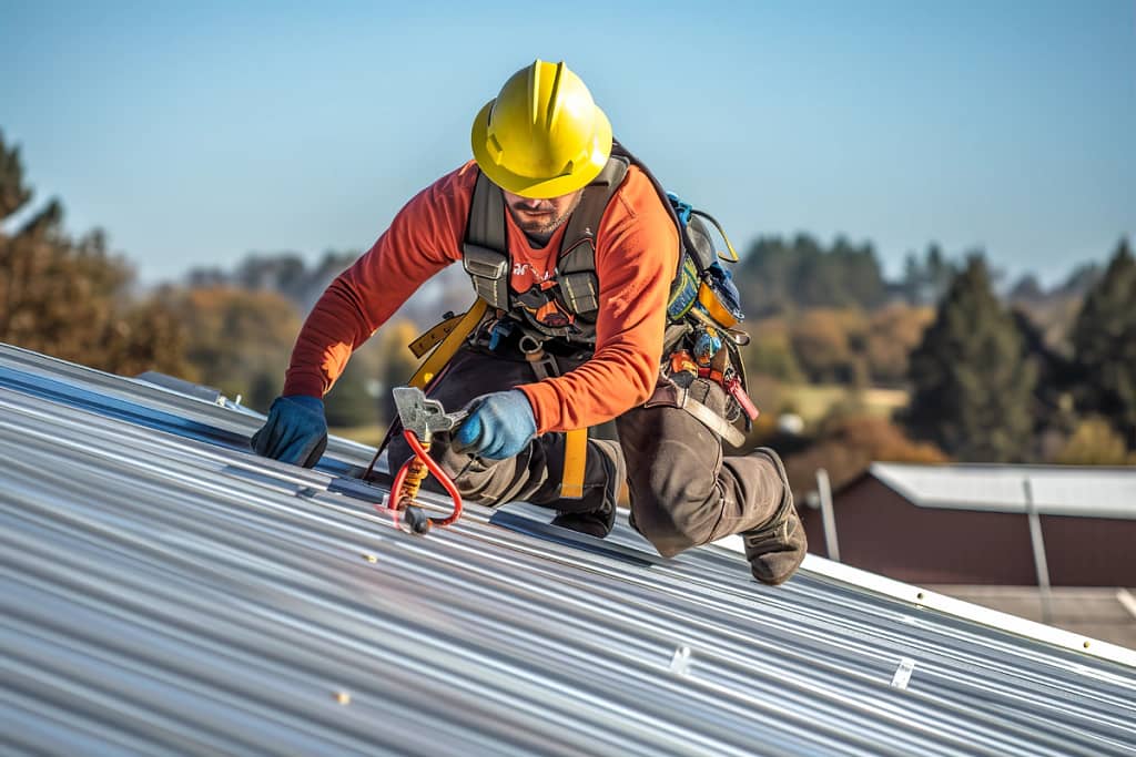 worker installing new roof