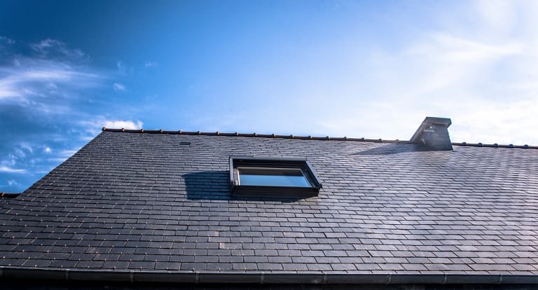 roof with slate tiles and skylight