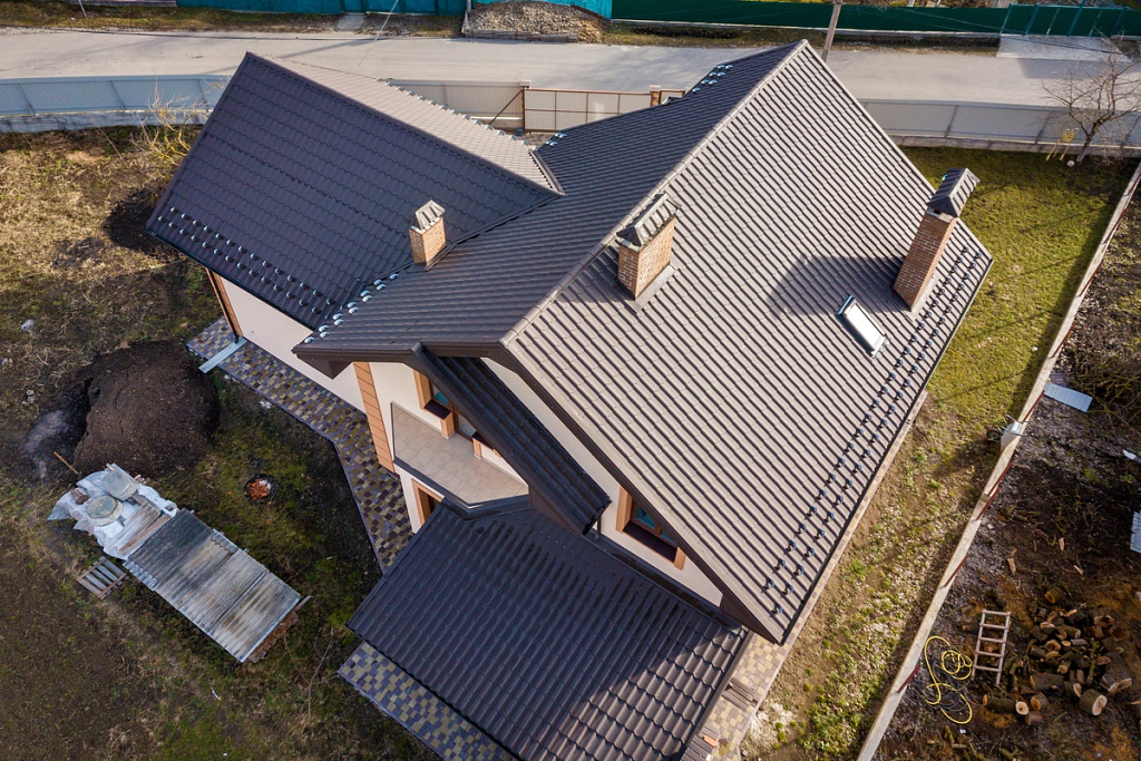 arial view of a home with new roofing