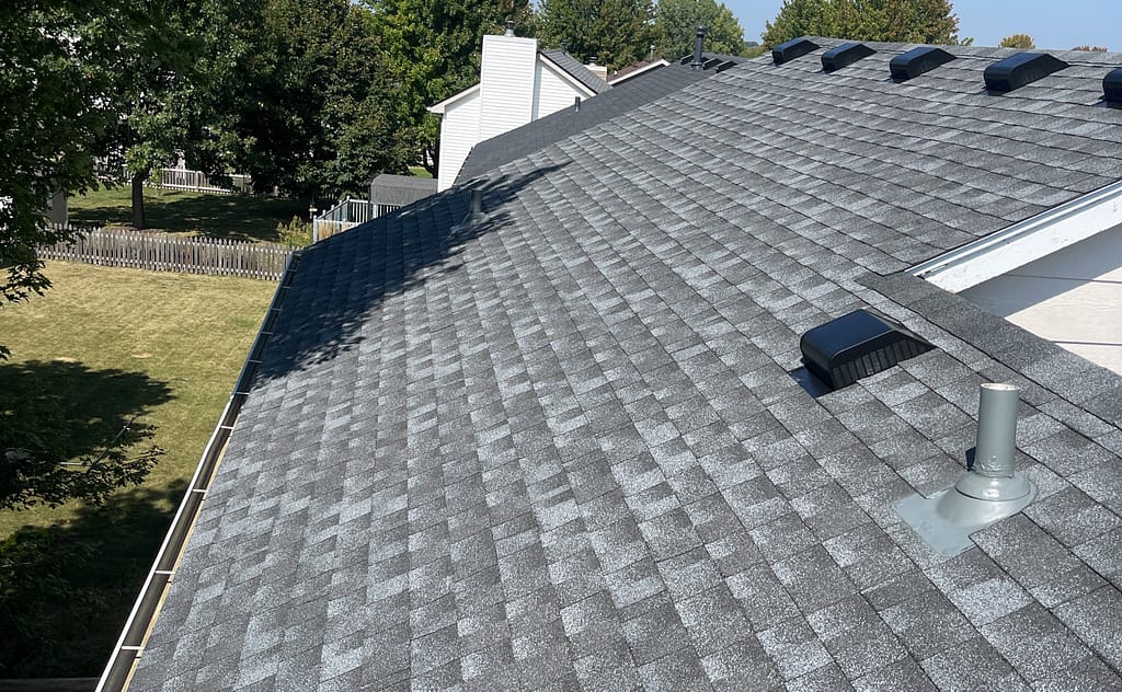 New grey shingle roof, newly installed