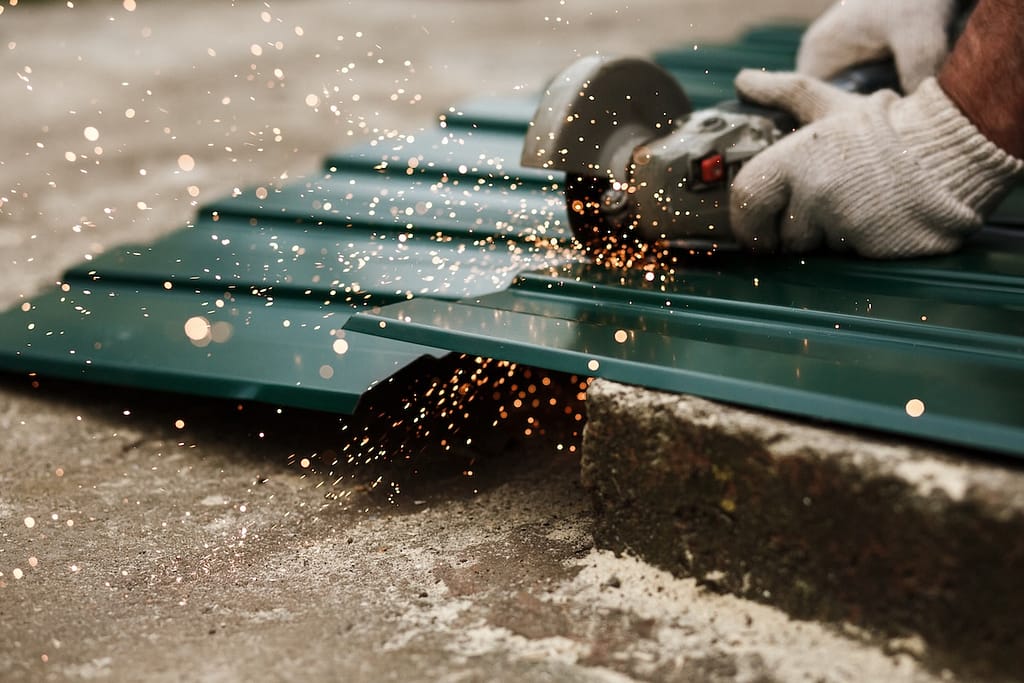 cutting metal roofing with saw