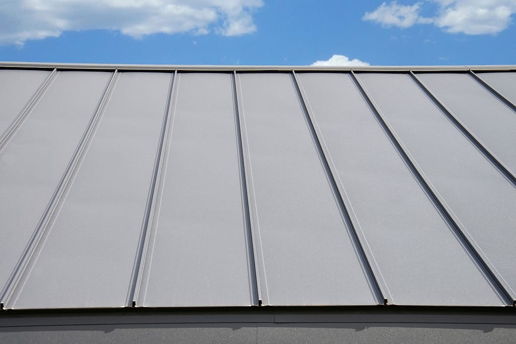 Matte Standing Seam Metal Roof on sky background