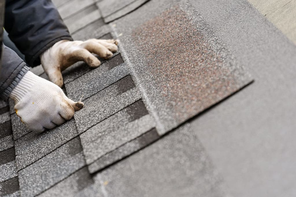 hand repairing shingle
