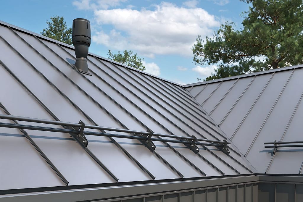 metal roof colors grey metallic panels cloudy sky