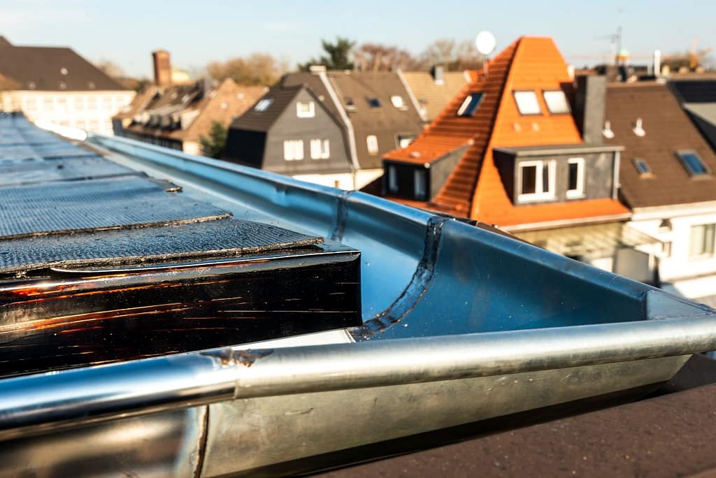 close-up of commercial box gutters