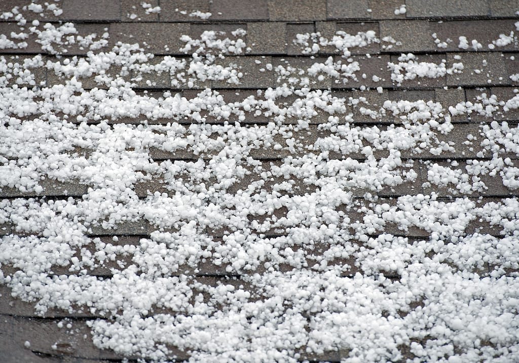 Hail on the Roof. After Heavy Storm