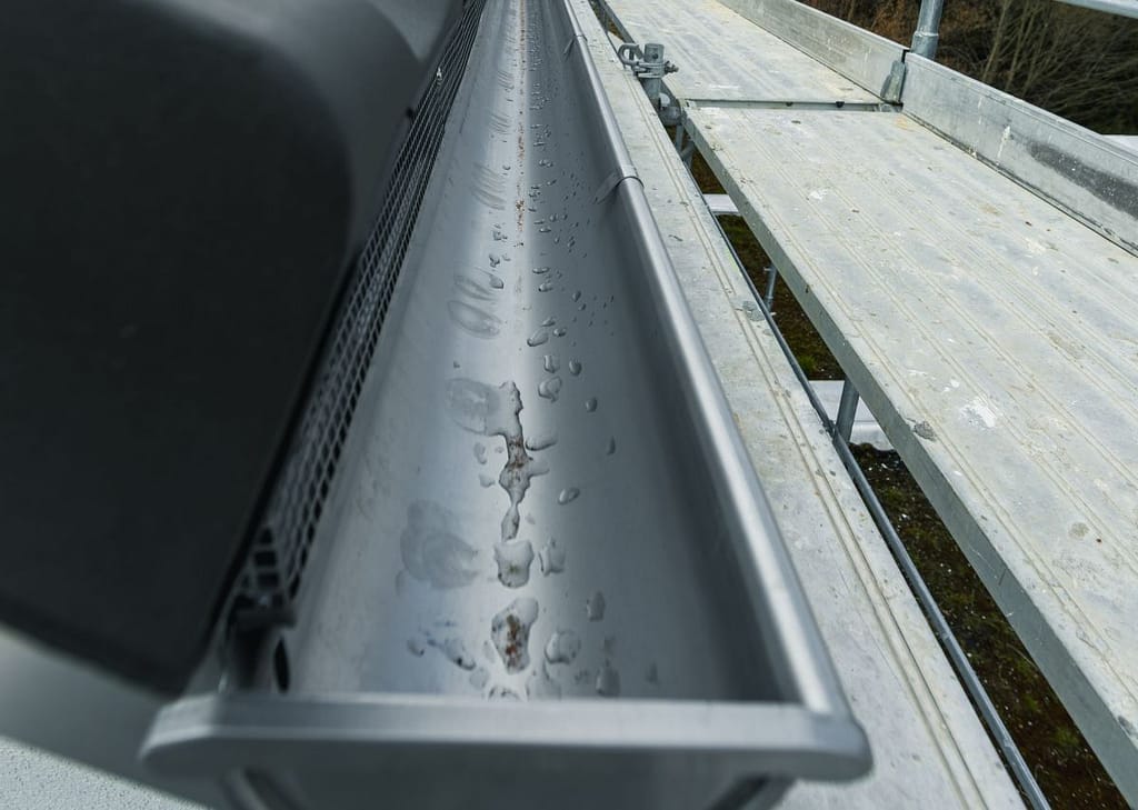 Close-up of a half round gutter