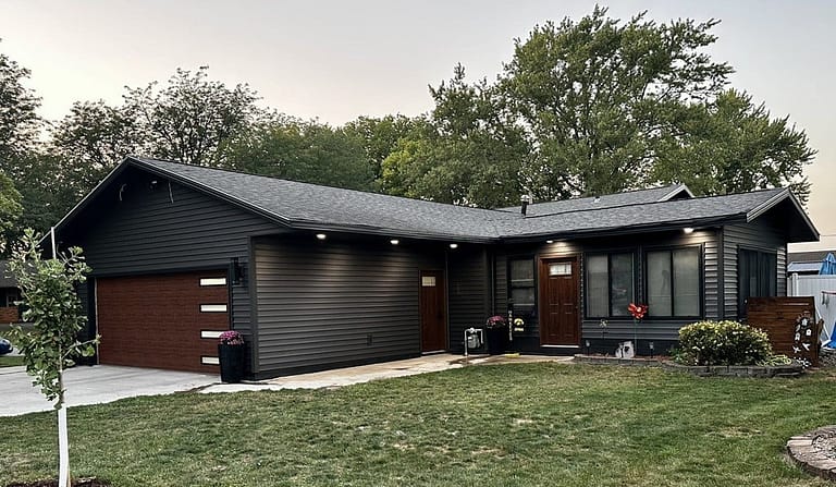 An after photo of a new siding replacement in Webster City, Iowa that the Heartland Roofing, Siding, and Solar team completed.