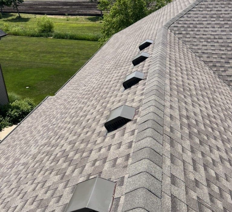 New GAF shingles on a roof