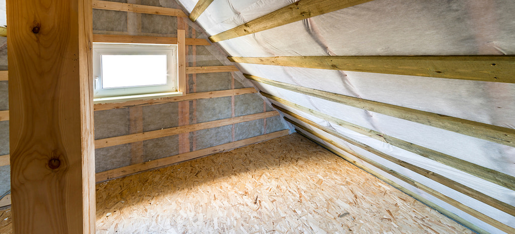 Empty room with plastic sheeting walls