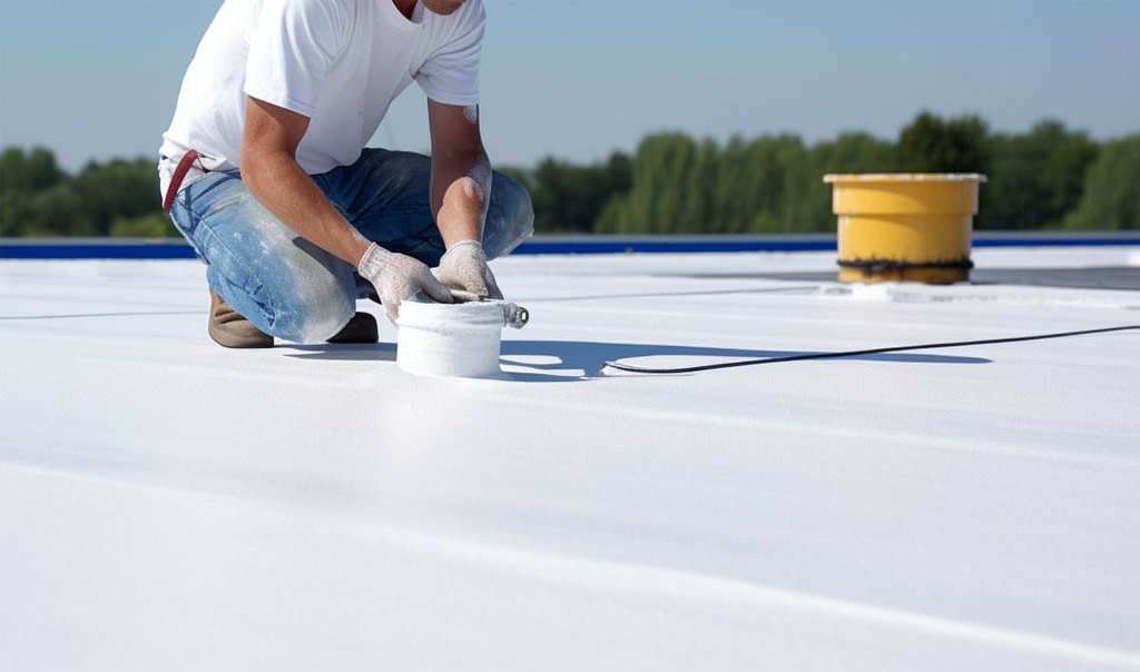 roofer applying sealant