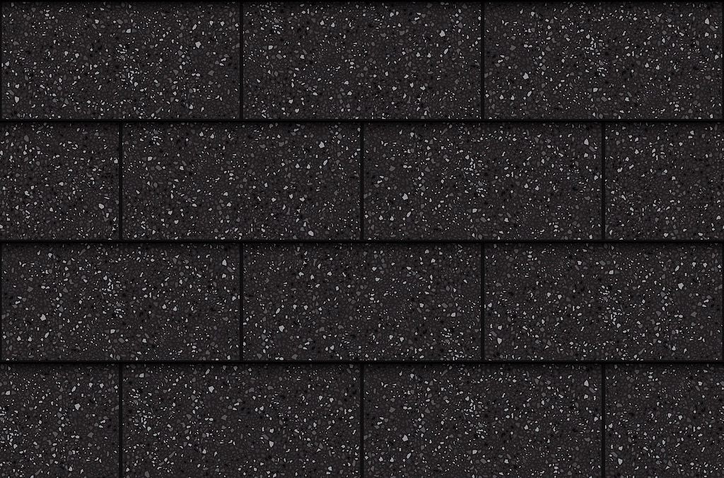 Black asphalt shingles close up