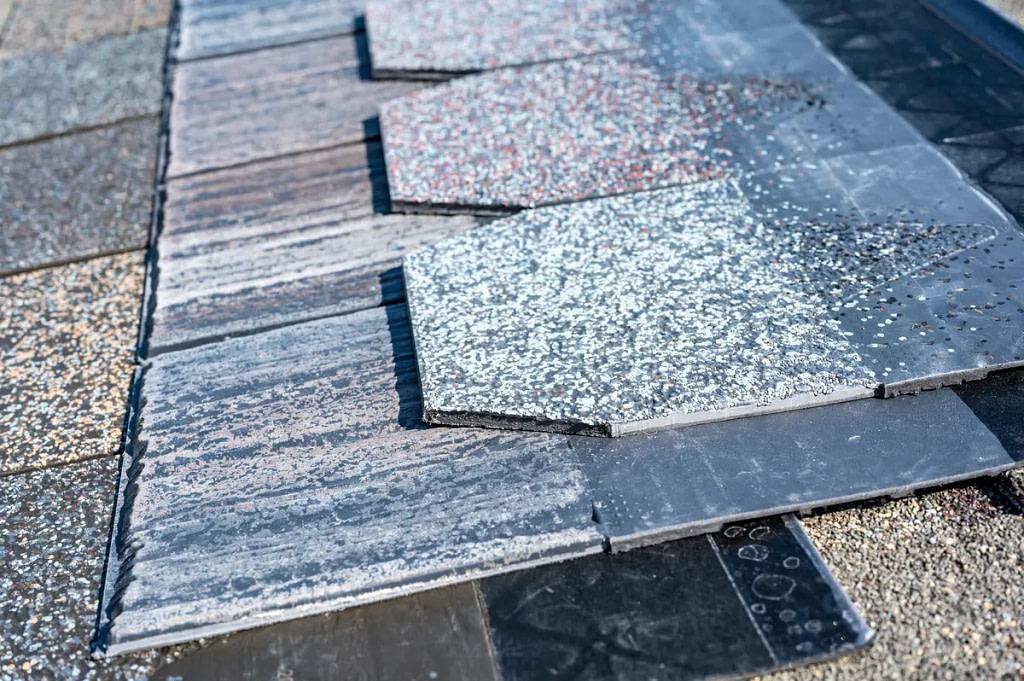 pile of composite shingles