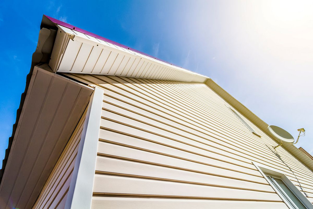 Close-up of siding on a house