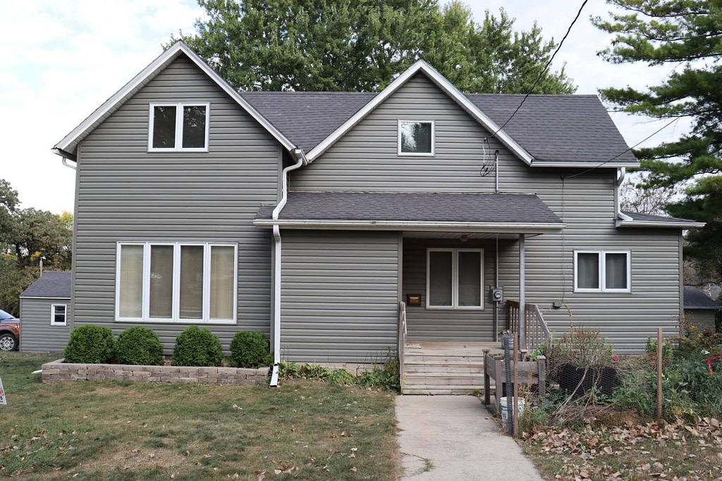 Newly installed green siding