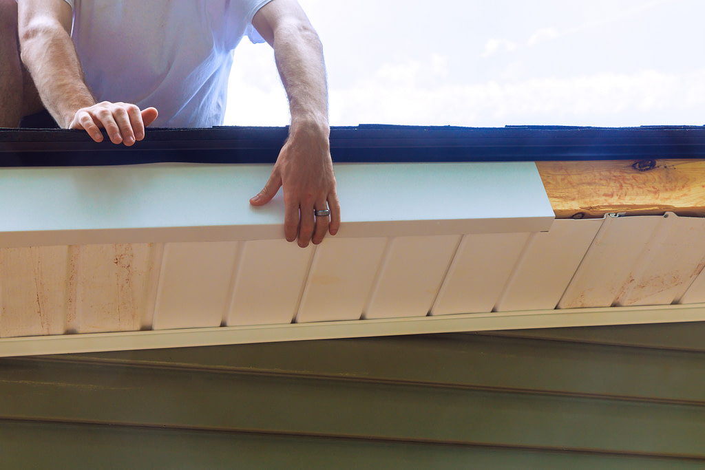 how to replace fascia board At exterior wooden corner frame of installing aluminum composite panels fascia trim to protect against wood damage