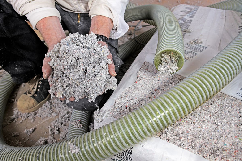 installing dry cellulose fiber blown-in insulation