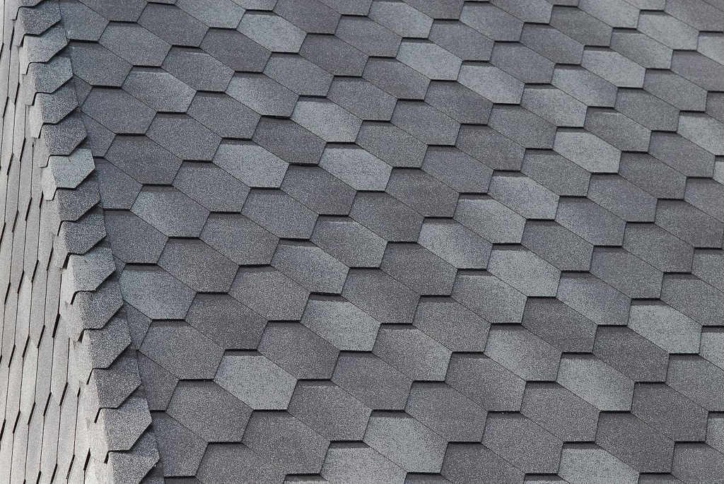 dark grey diamond shaped asphalt shingles