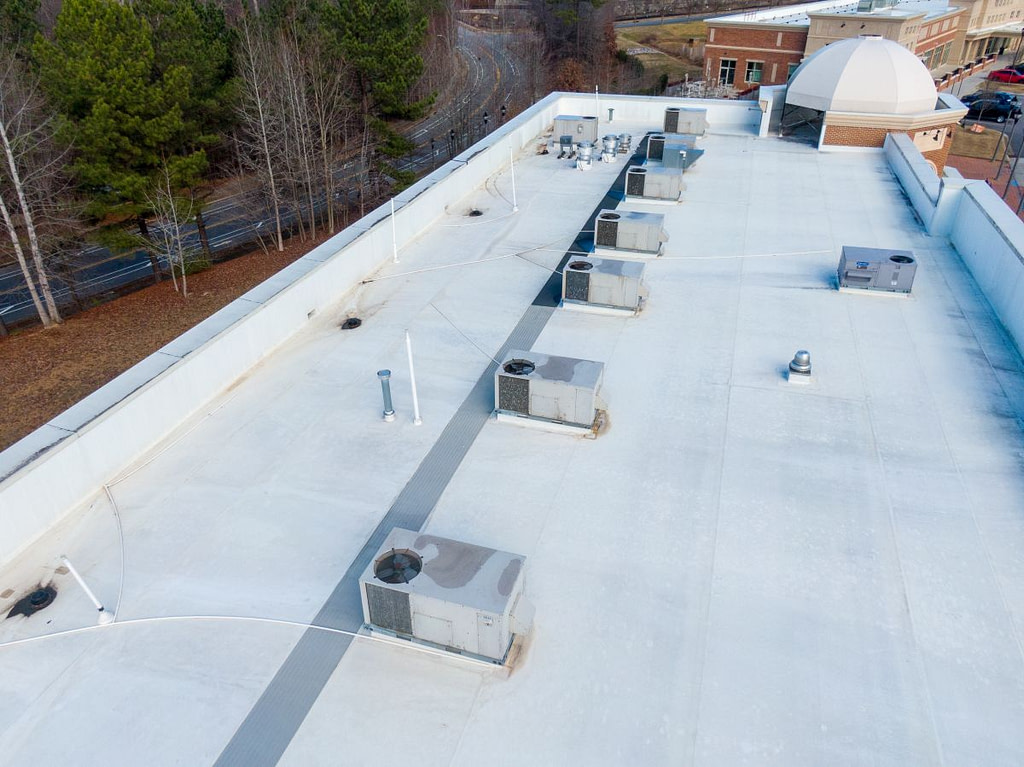 commercial roof installation flat white roof