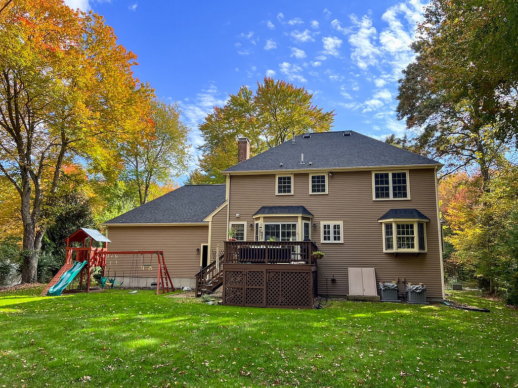Back of a house with a hip roof