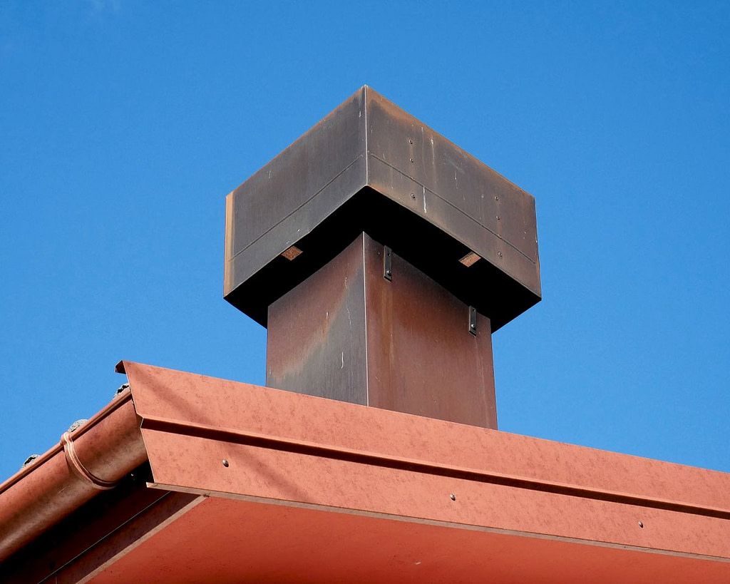 Chimney pot completely covered in copper