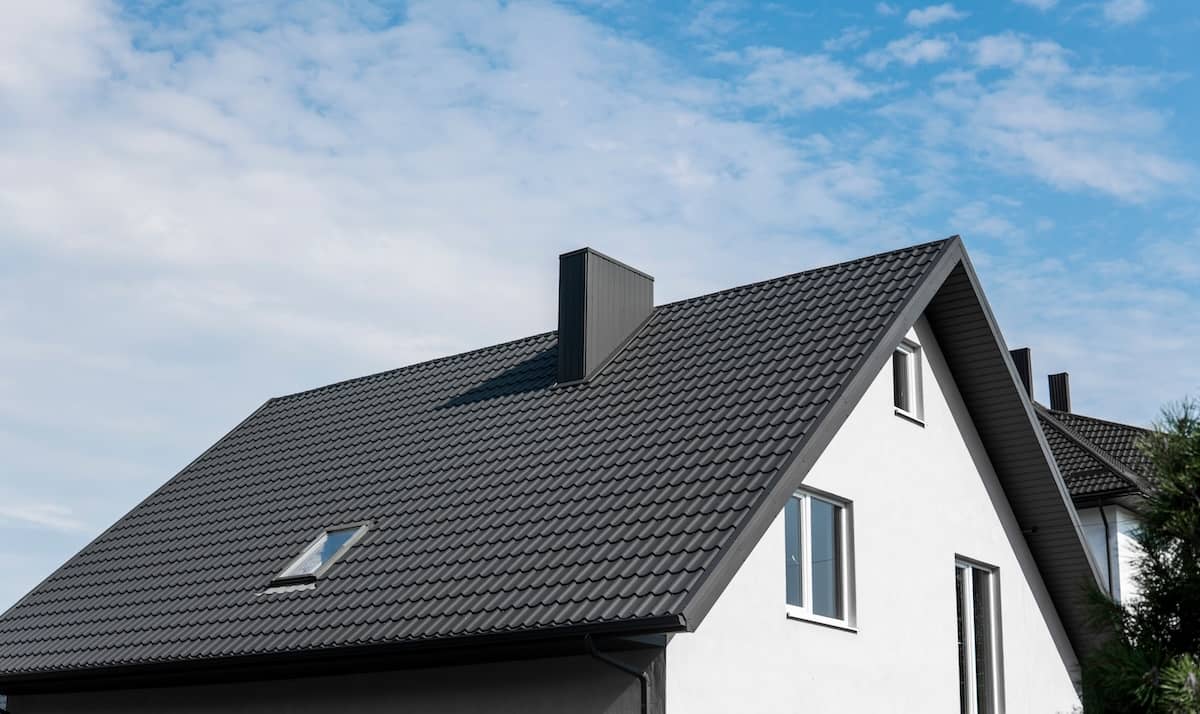 Modern house with black metal roof