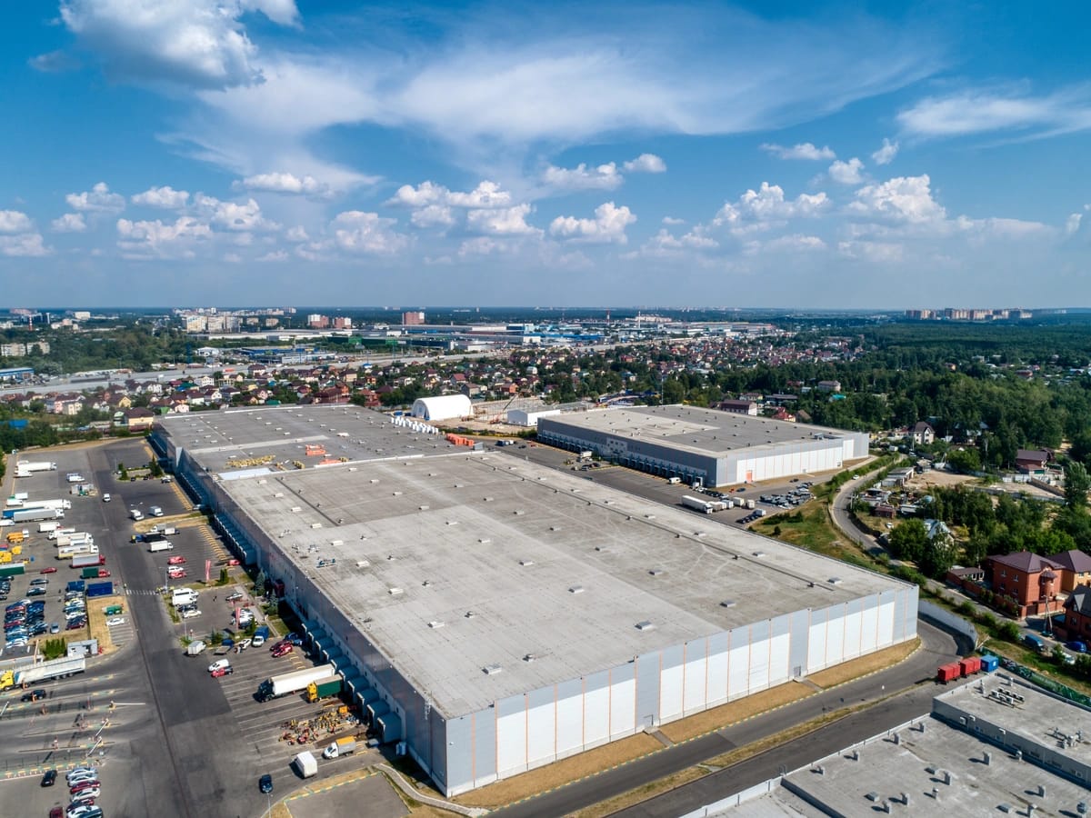 large flat commercial roofing