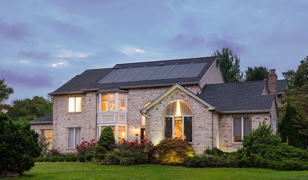 Solar shingles on midwestern house