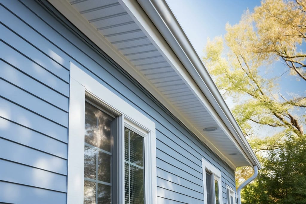 blue house and soffits
