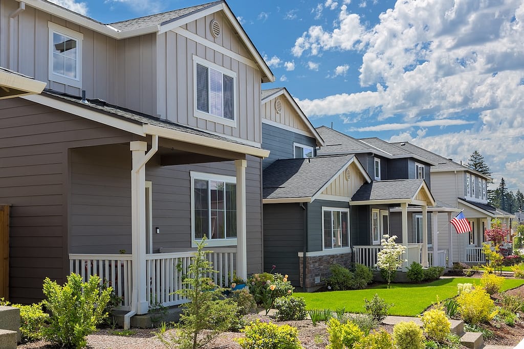 Suburban homes lined up