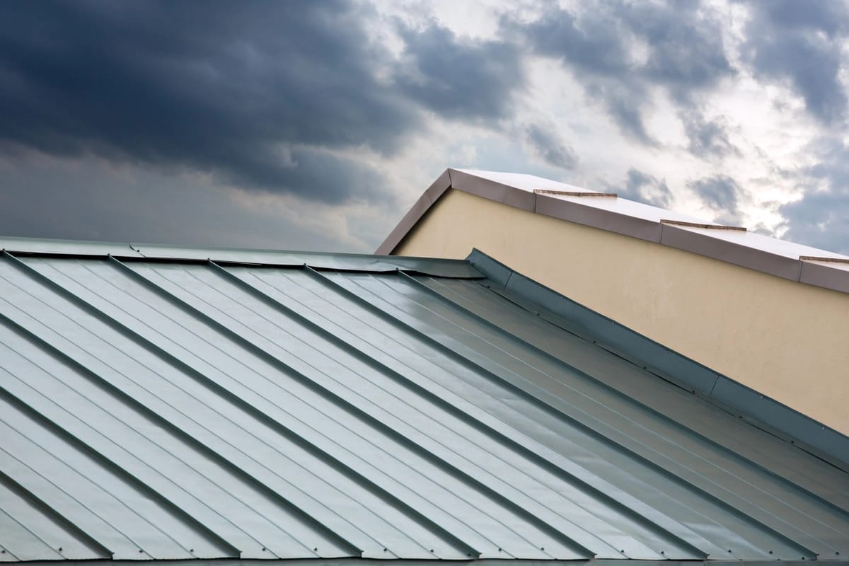 stormy sky and metal roof