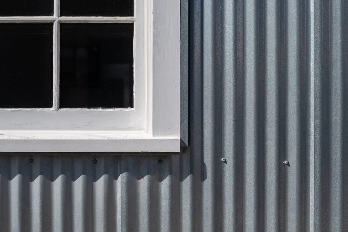 close up of corrugated metal siding