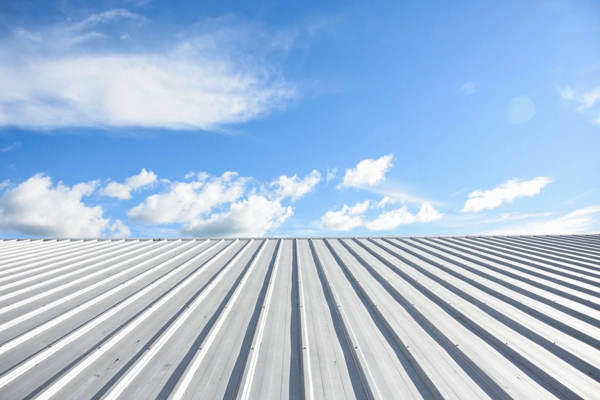 white metal roof on commercial building