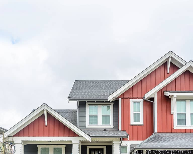 windows house red siding