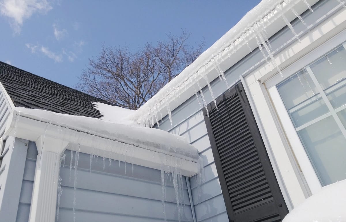 ice dams forming on a roof system