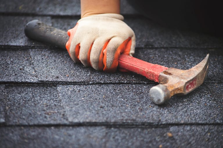 hammer on asphalt shingles