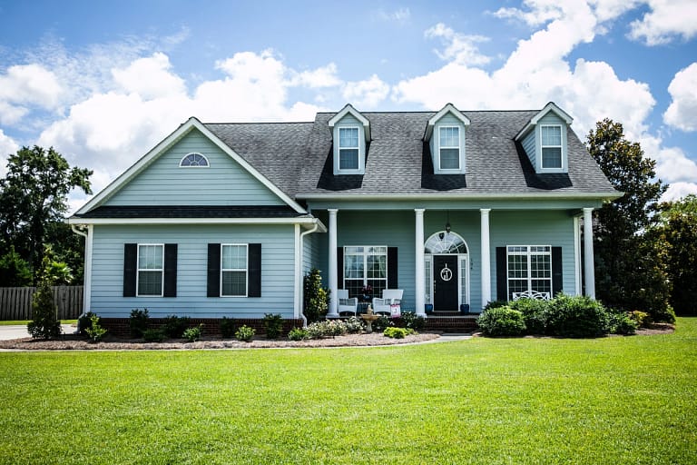light blue siding