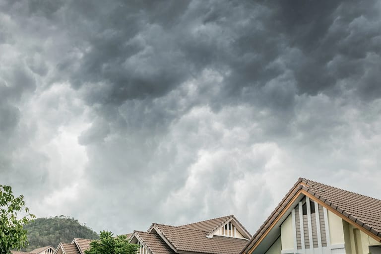 storm coming in over roofs in upper arlington, pa