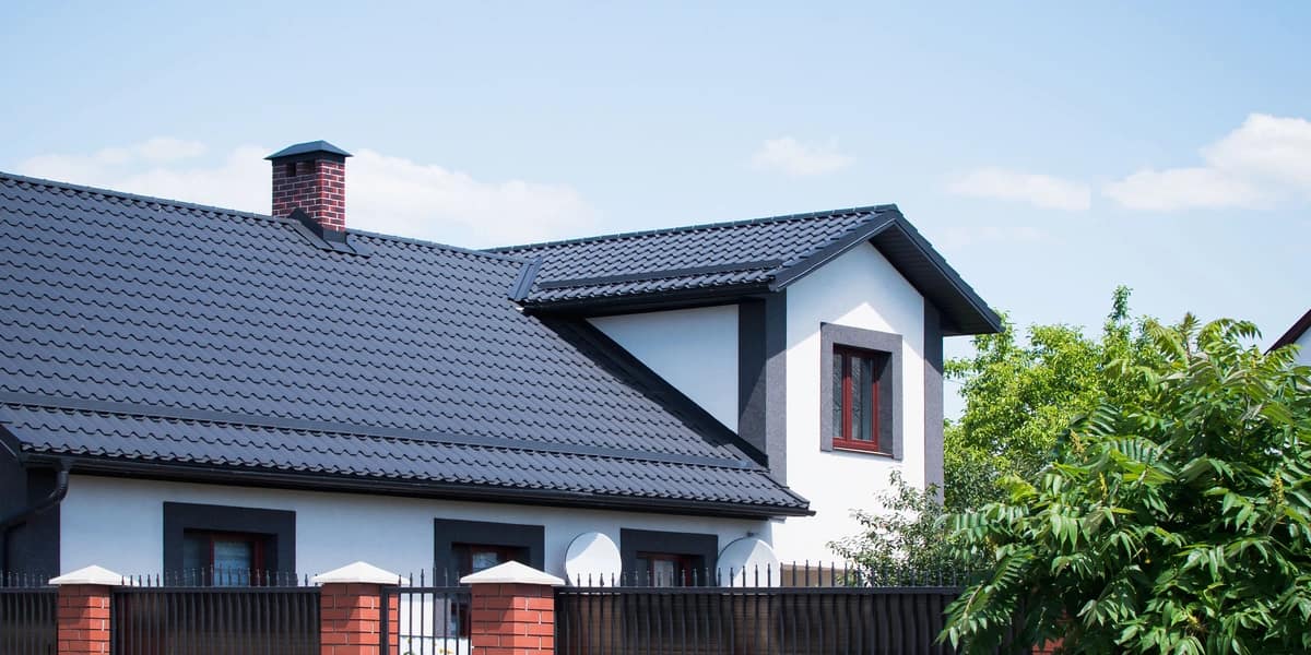 new modern house with dark color roofing