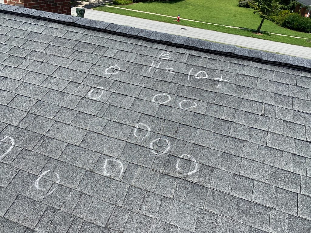 roof hail damage marks