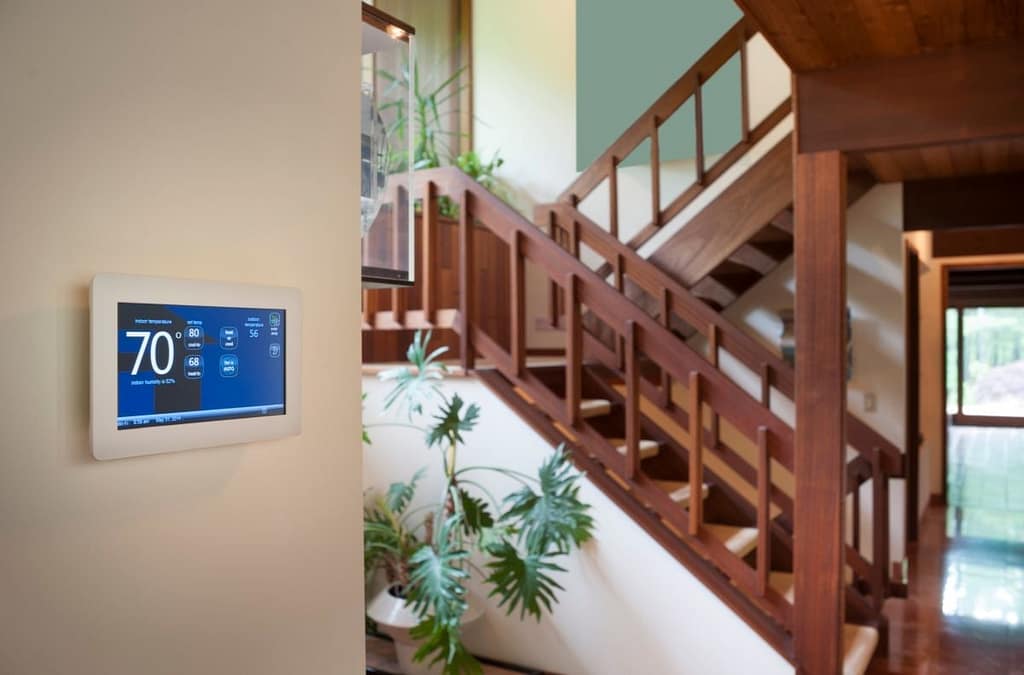 smart thermostat installation inside beautiful house