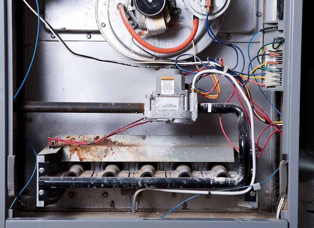 commercial furnace repair Open home furnace just ready for cleaning and repair