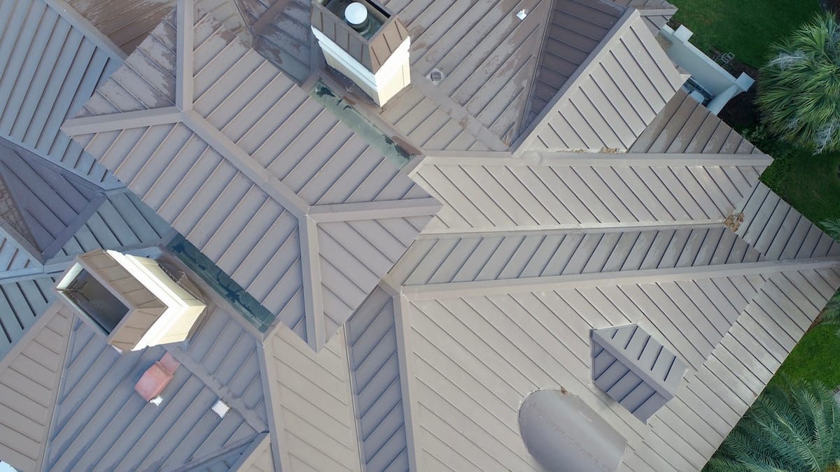 standing seam metal roof dark grey