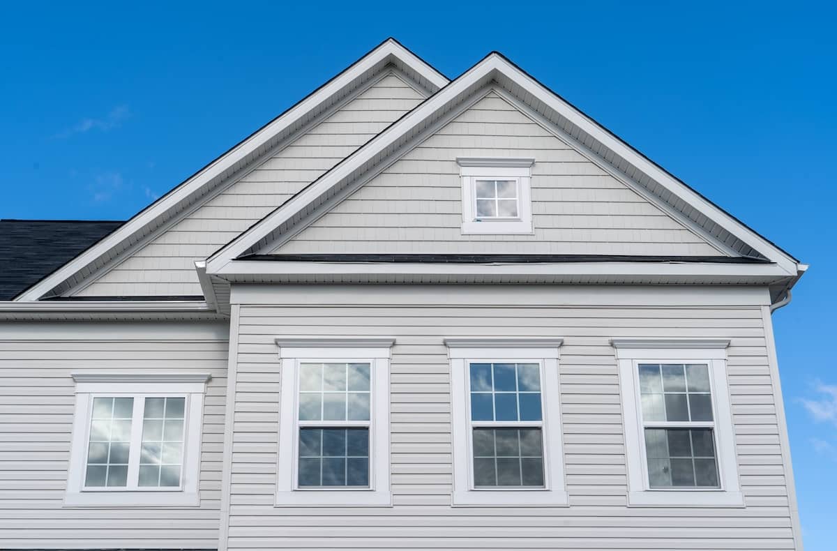 White window trim on exterior of residential house