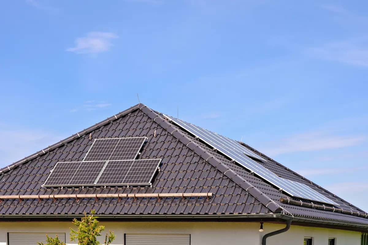 hip roof with solar panels