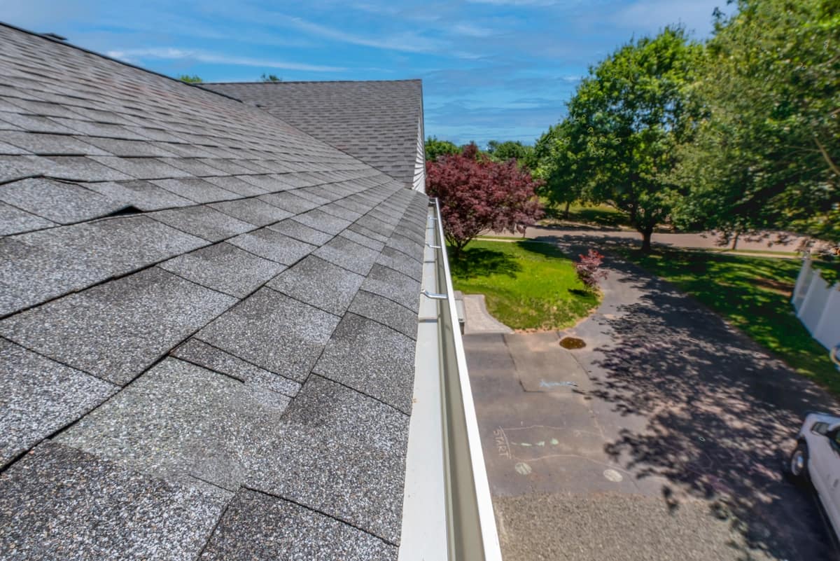 close up to gray asphalt shingles on roof- sugarcreek oh