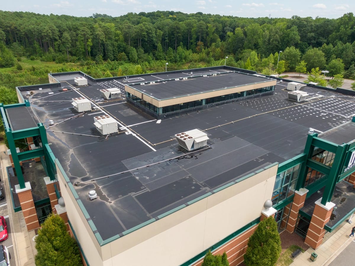 overhead view of a rubber roof