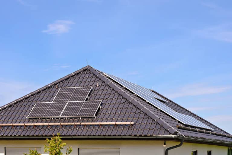 hip roof with solar panels