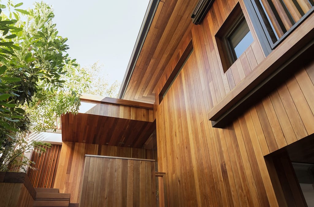 Detail of wood siding on house