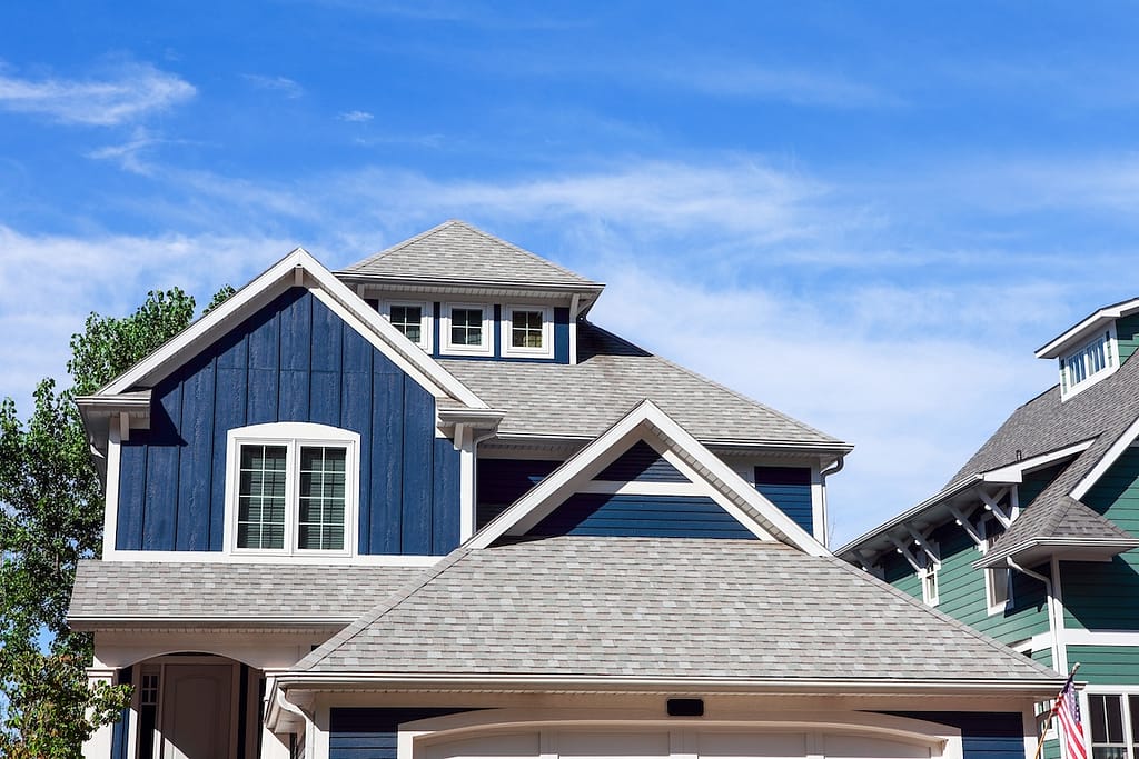 Close up row of beach houses